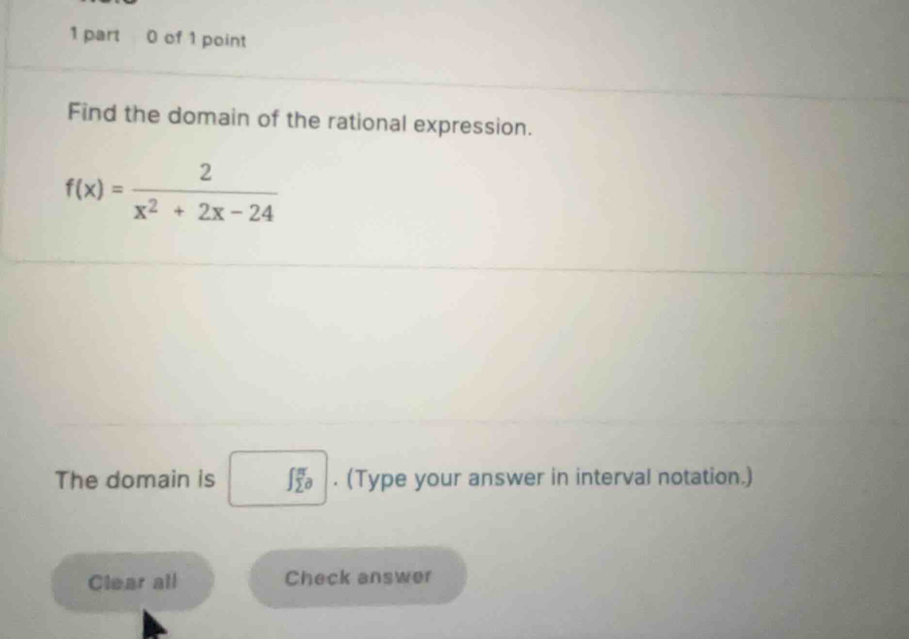 find the domain of the rational expression. \\f(x) = \\frac{2}{x^2 + 2x…