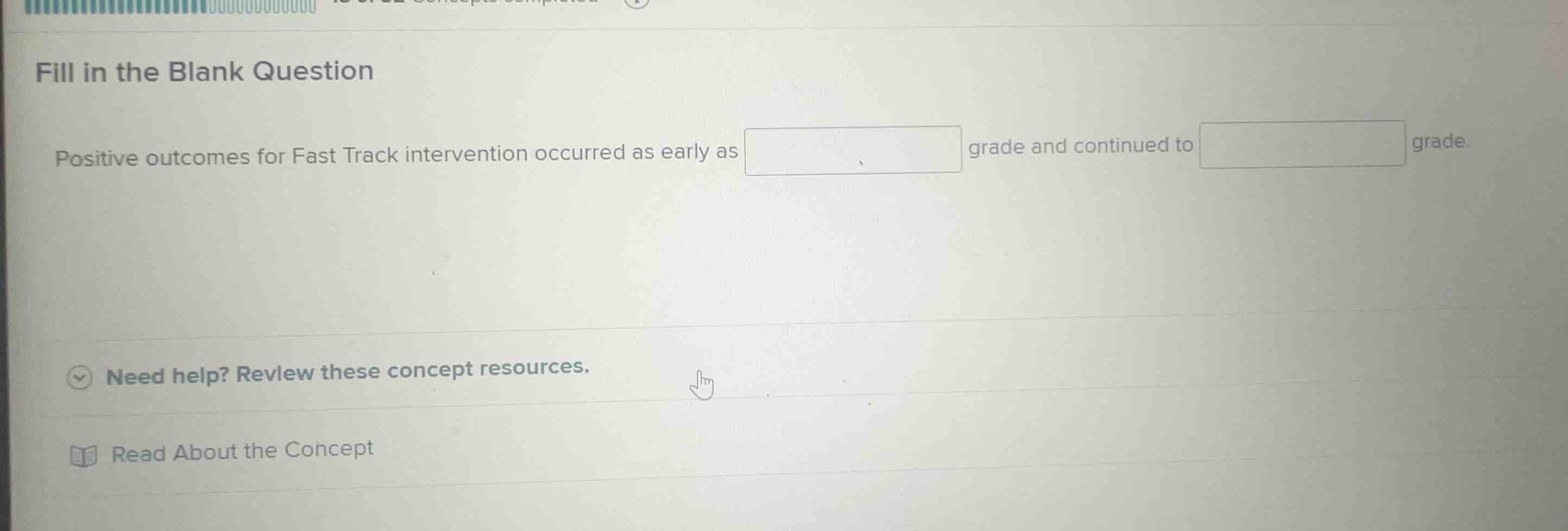 fill in the blank question positive outcomes for fast track interventio…