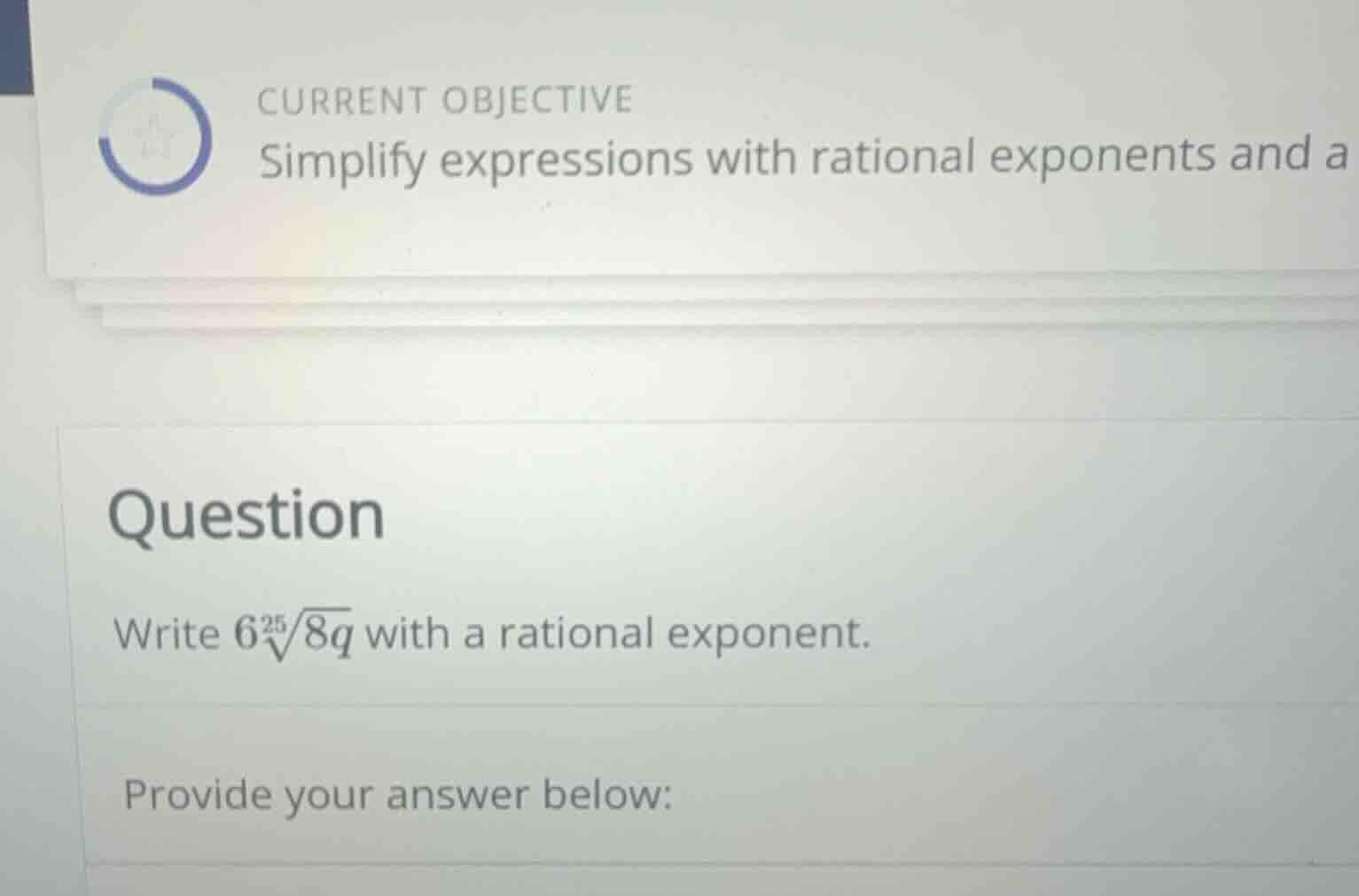 current objective simplify expressions with rational exponents and a qu…
