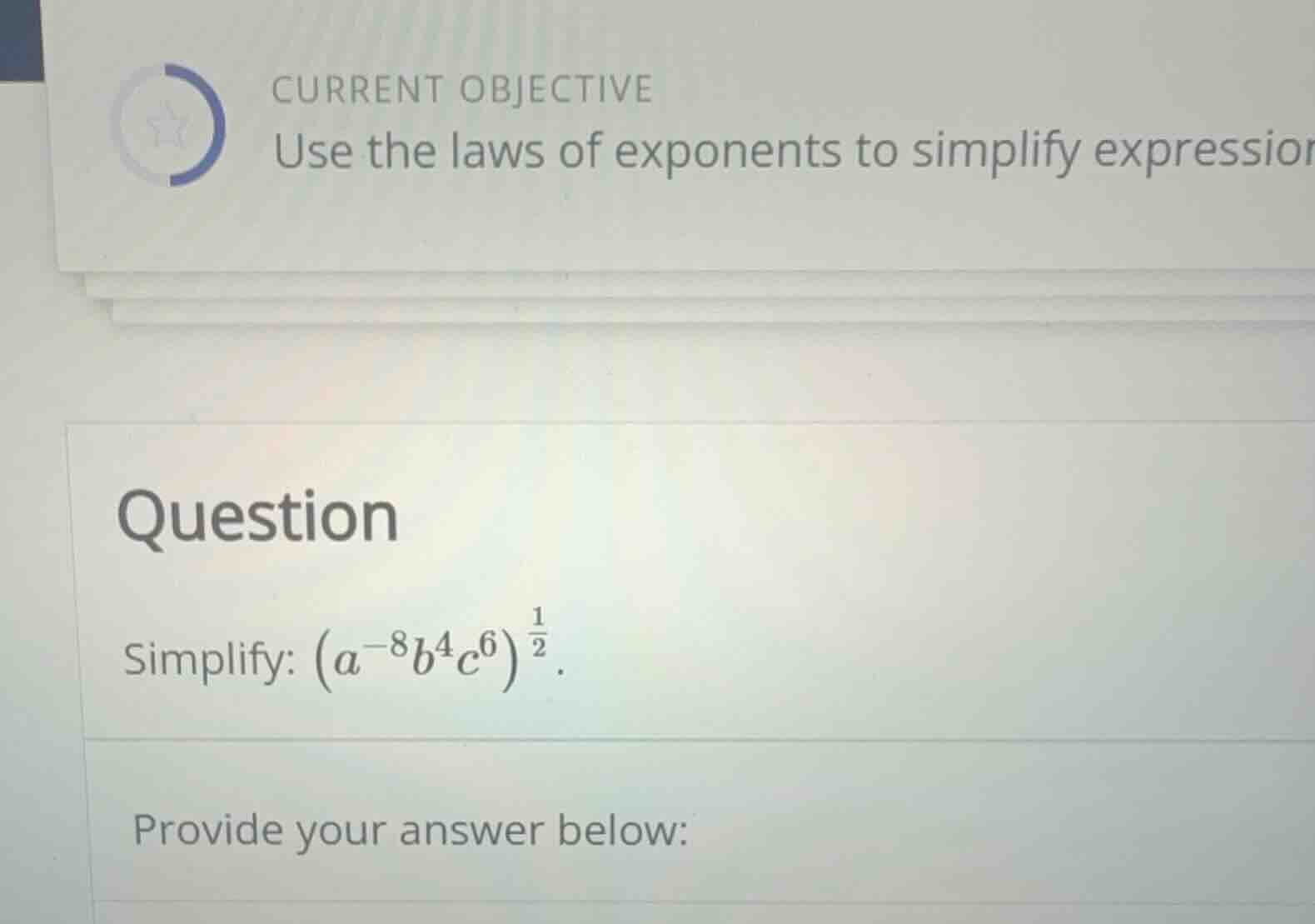 current objective use the laws of exponents to simplify expression ques…