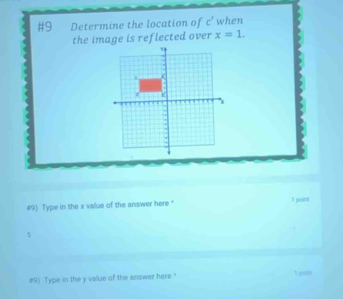 #9 determine the location of c when the image is reflected over x = 1. …