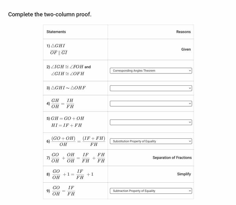 complete the two-column proof. \\begin{tabular}{|l|r|} \\hline statemen…