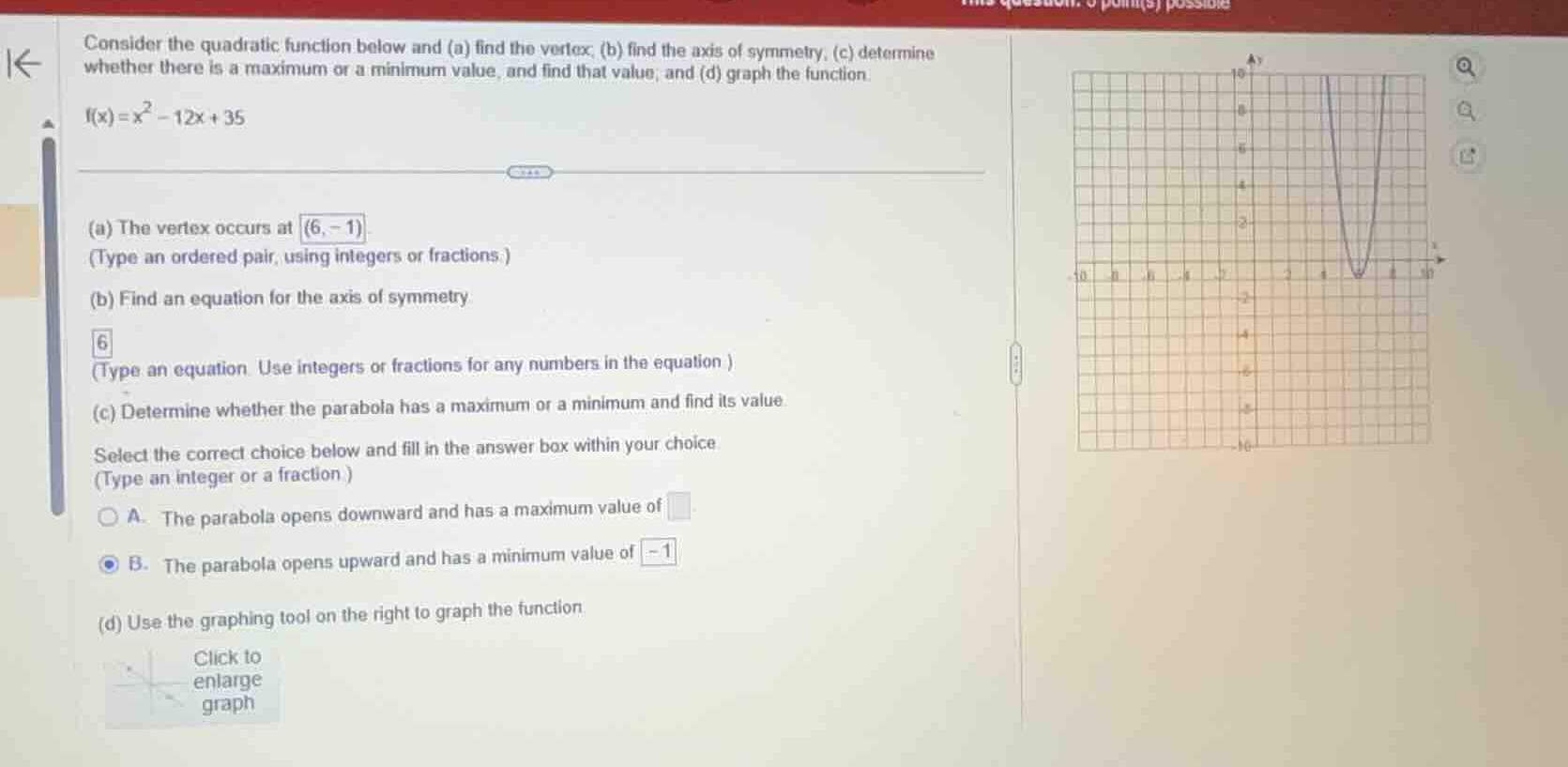 consider the quadratic function below and (a) find the vertex, (b) find…