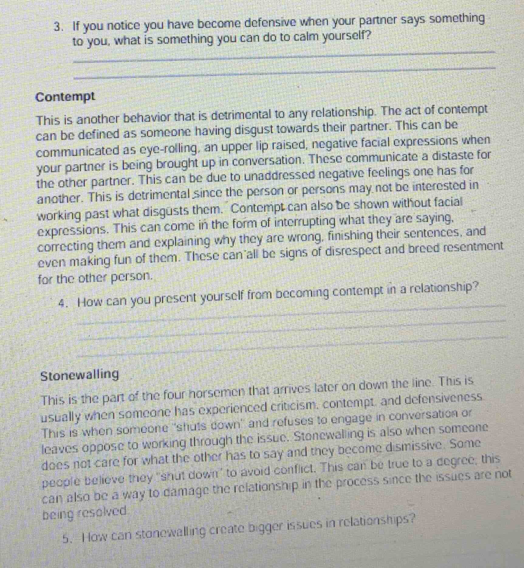 3. if you notice you have become defensive when your partner says somet…