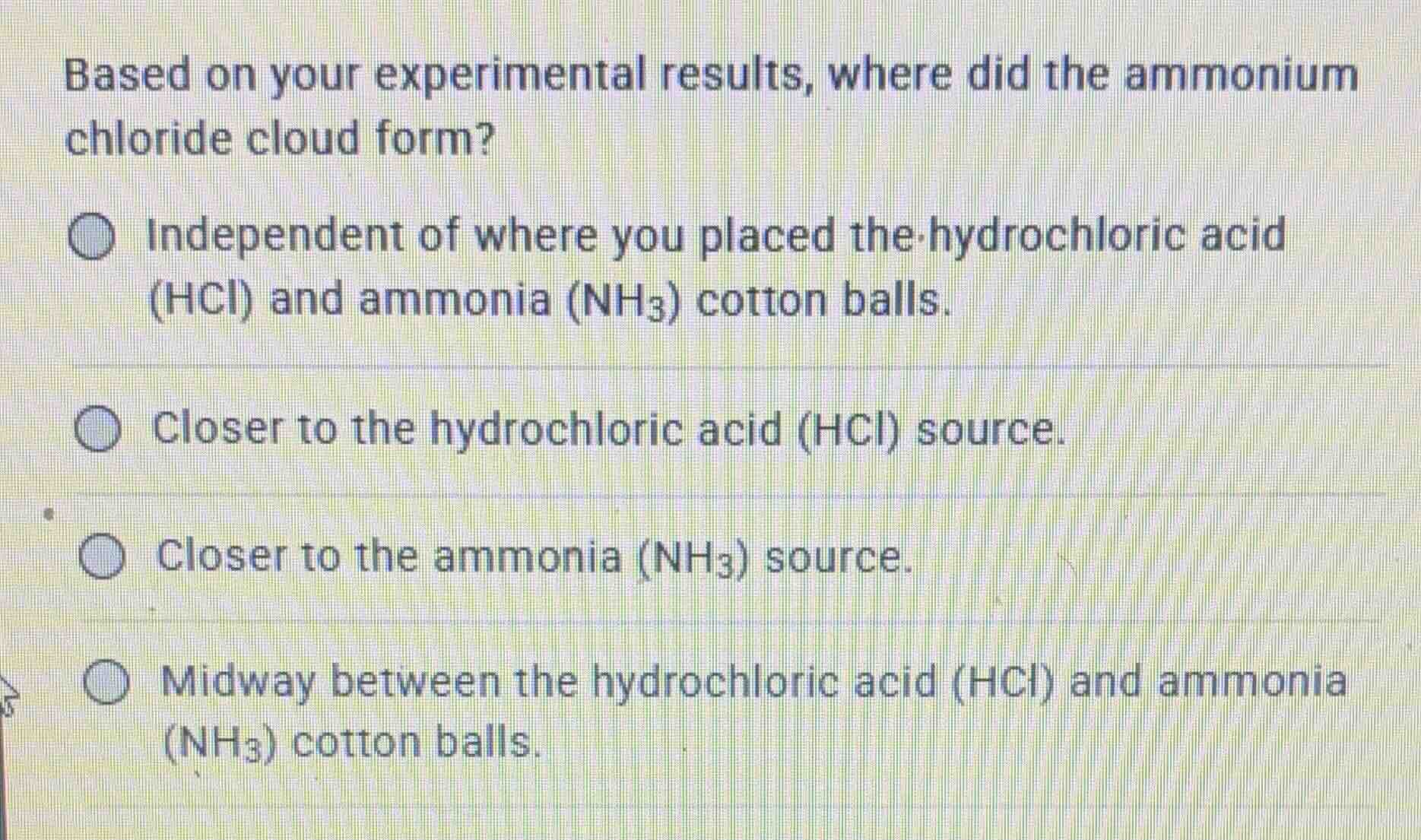 based on your experimental results, where did the ammonium chloride clo…
