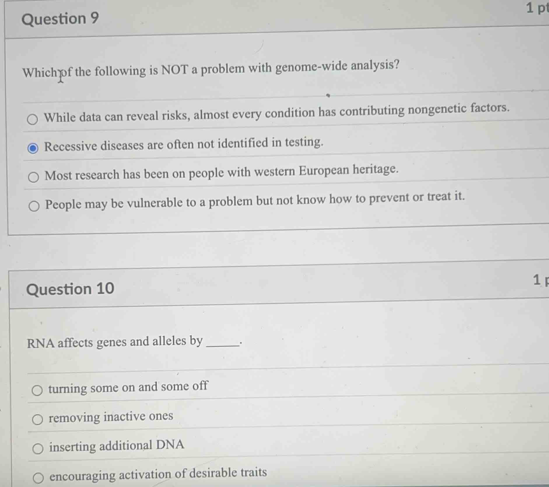 question 9 which of the following is not a problem with genome-wide ana…