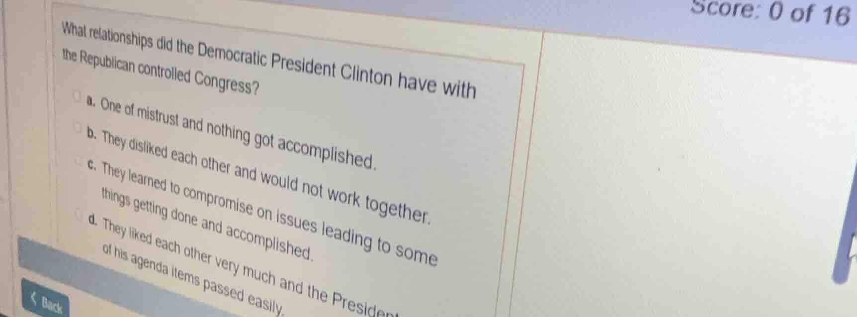 what relationships did the democratic president clinton have with the r…