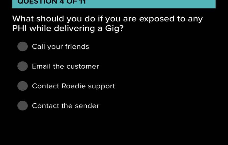 what should you do if you are exposed to any phi while delivering a gig…