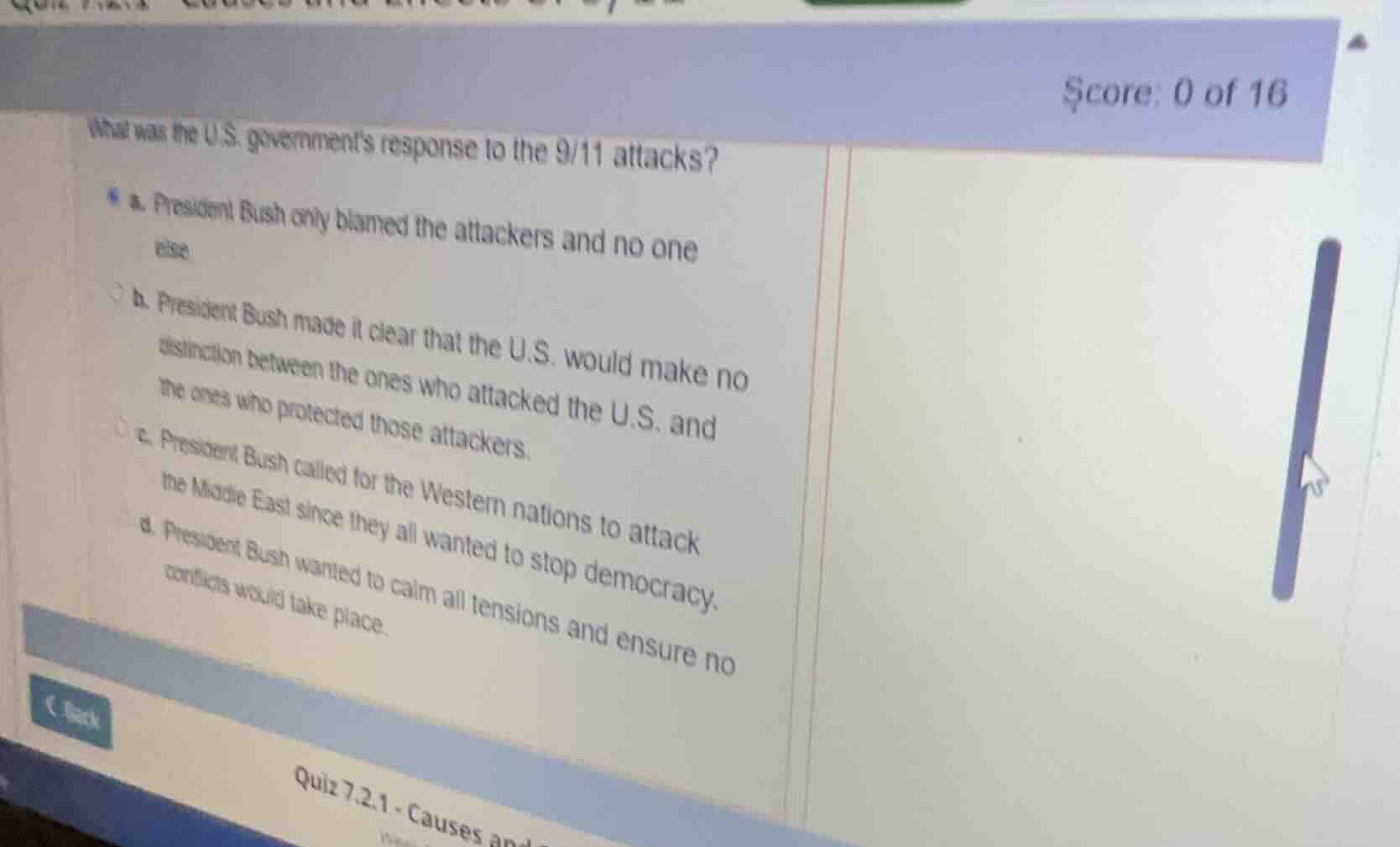 what was the u.s. governments response to the 9/11 attacks? a. presiden…