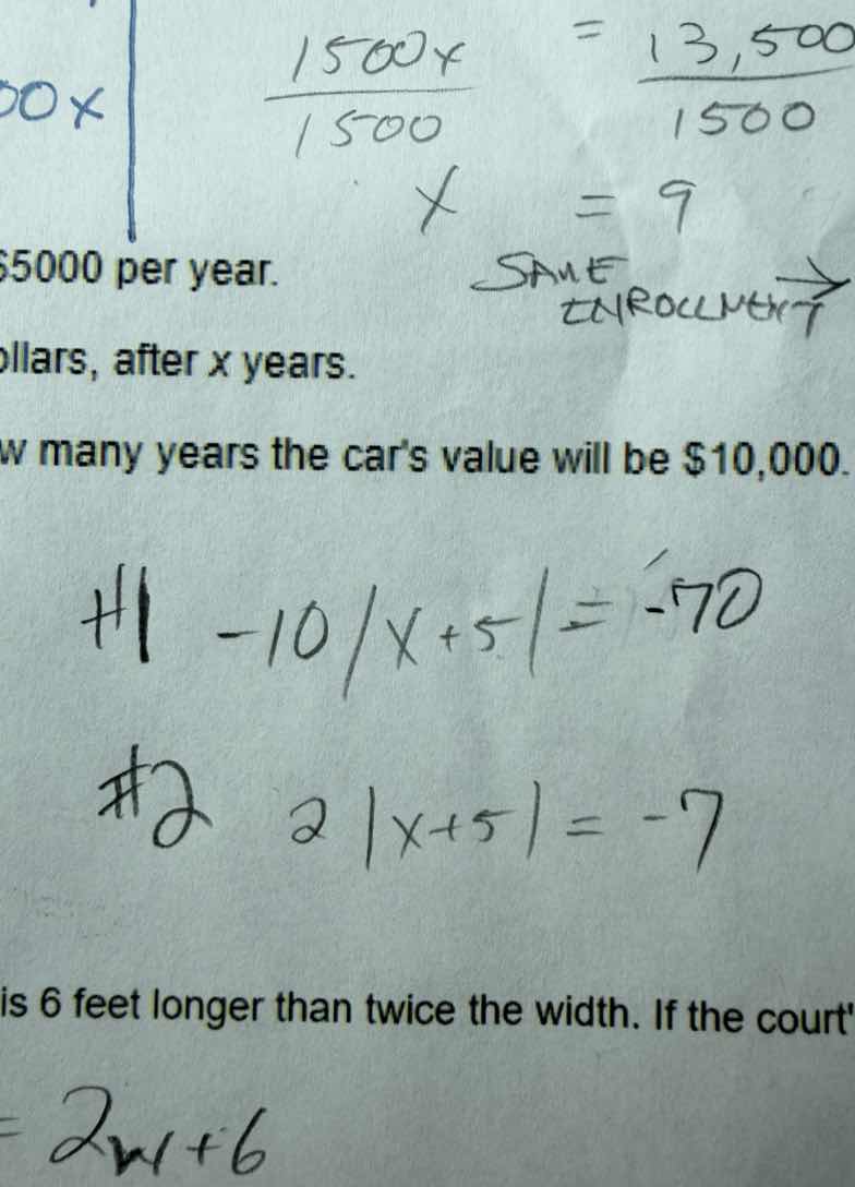 #1 \\(-10|x+5| = -70\\) #2 \\(2|x+5| = -7\\)