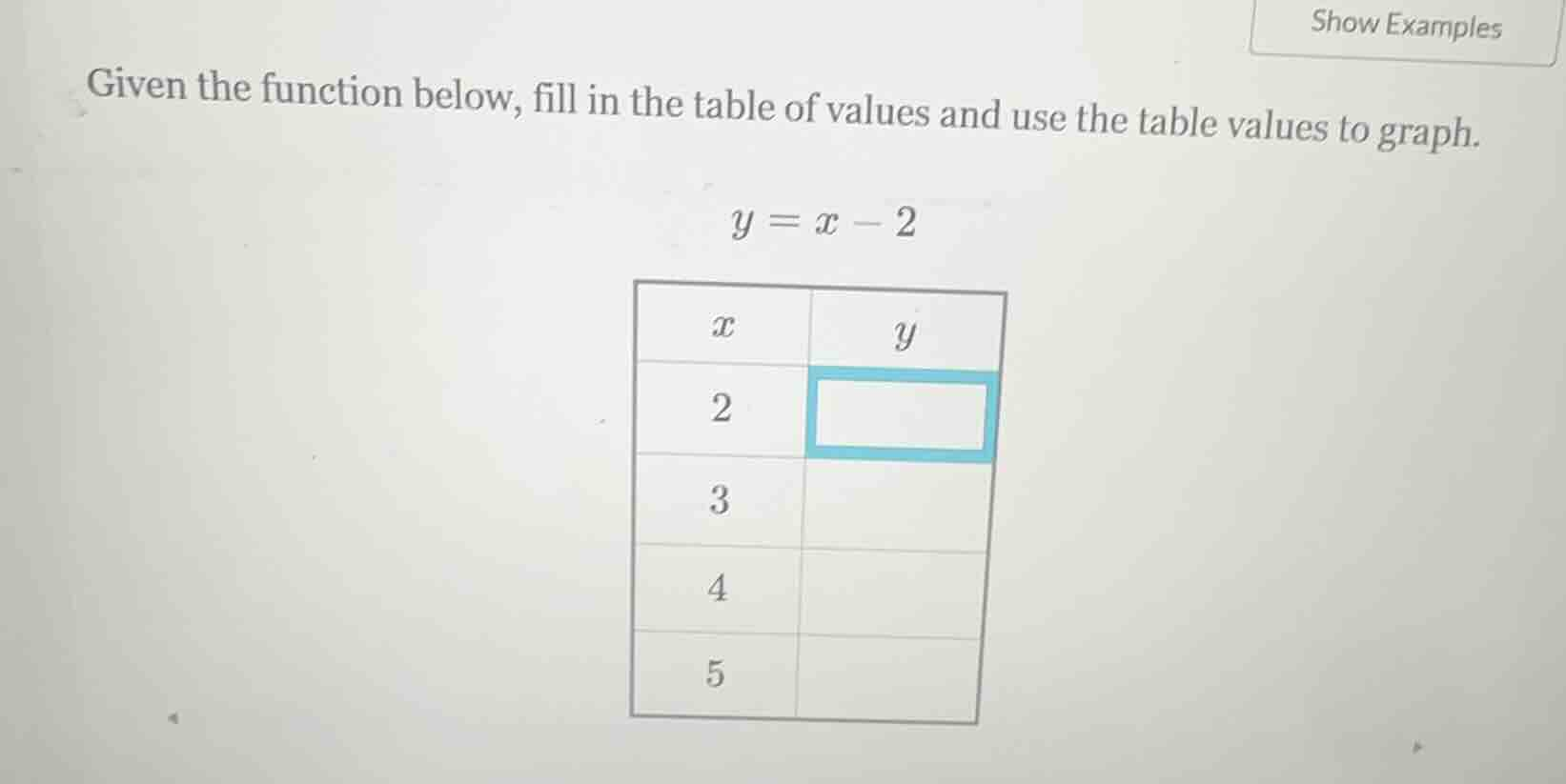 given the function below, fill in the table of values and use the table…