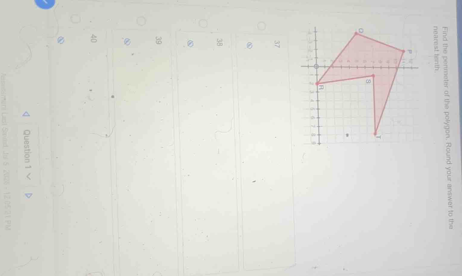 find the perimeter of the polygon. round your answer to the nearest ten…
