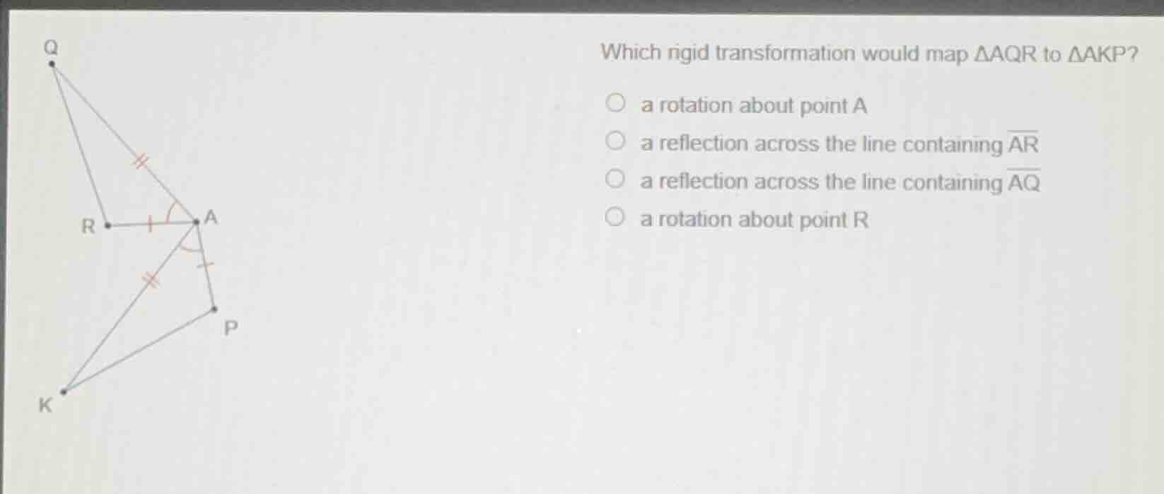 which rigid transformation would map \\(\\delta aqr\\) to \\(\\delta ak…